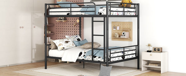 English Elm Full Over Metal Bunk Bed Convertible Iron Frame for Kids and Guest Rooms Black MF310408AAB