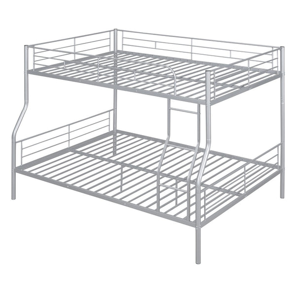 English Elm Full Xl Over Queen Iron Bunk Bed Convertible Metal Frame for Shared Kids Rooms Silver LT000248AAN