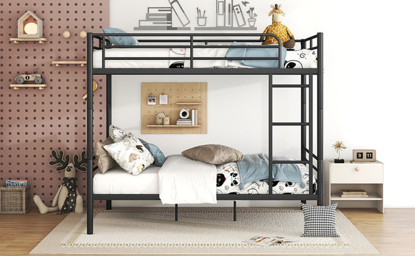 English Elm Full Over Metal Bunk Bed Convertible Iron Frame for Kids and Guest Rooms Black MF310408AAB
