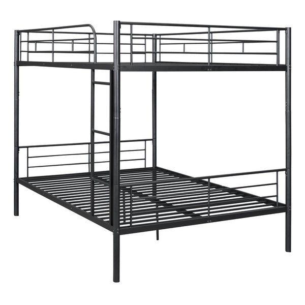 English Elm Full Over Metal Bunk Bed Convertible Iron Frame for Kids and Guest Rooms Black MF310408AAB