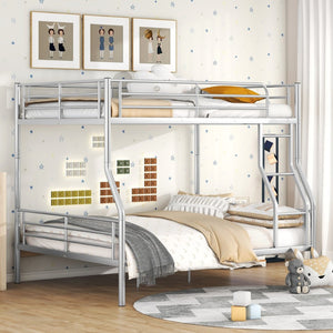 English Elm Full Xl Over Queen Iron Bunk Bed Convertible Metal Frame for Shared Kids Rooms Silver LT000248AAN
