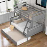 Hearth and Haven Yearning Full over Twin Bunk Bed with Ladder and Trundle, Grey GX000208AAE