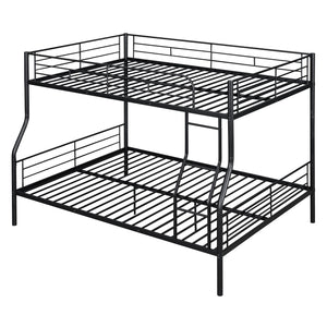 English Elm Full Xl Over Queen Iron Bunk Bed Convertible Metal Frame for Shared Kids Rooms Black LT000248AAB