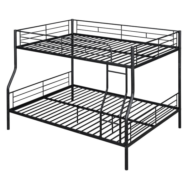 English Elm Full Xl Over Queen Iron Bunk Bed Convertible Metal Frame for Shared Kids Rooms Black LT000248AAB