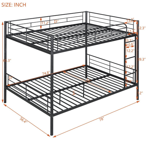 English Elm Full Over Metal Bunk Bed Convertible Iron Frame for Kids and Guest Rooms Black MF310408AAB
