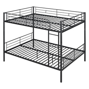 English Elm Full Over Metal Bunk Bed Convertible Iron Frame for Kids and Guest Rooms Black MF310408AAB