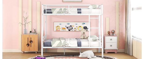 English Elm Full Xl Over Queen Iron Bunk Bed Convertible Metal Frame for Shared Kids Rooms LT000248AAK