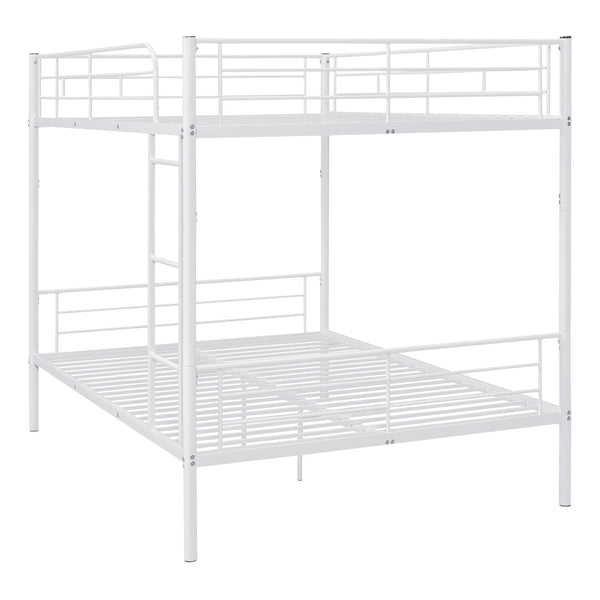 English Elm Full Over Metal Bunk Bed Convertible Iron Frame for Kids and Guest Rooms White MF310408AAK