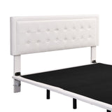 English Elm Queen Size Floating Bed Frame With Motion Activated Night Lights,Modern Pu Upholstered Button Tufted Platform Bed Frame,White