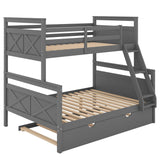 Hearth and Haven Yearning Full over Twin Bunk Bed with Ladder and Trundle, Grey GX000208AAE