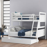 Hearth and Haven Yearning Full over Twin Bunk Bed with Ladder and Trundle, White GX000208AAK