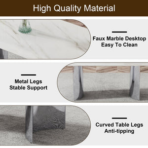 English Elm Only Tempered Glass Tabletop Gold Marble Vein Pattern Large Dining Desk Surface White W1151119533