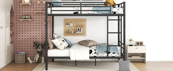 English Elm Full Over Metal Bunk Bed Convertible Iron Frame for Kids and Guest Rooms Black MF310408AAB