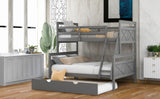 Hearth and Haven Yearning Full over Twin Bunk Bed with Ladder and Trundle, Grey GX000208AAE