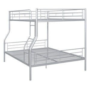 English Elm Full Xl Over Queen Iron Bunk Bed Convertible Metal Frame for Shared Kids Rooms Silver LT000248AAN