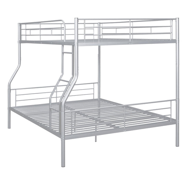 English Elm Full Xl Over Queen Iron Bunk Bed Convertible Metal Frame for Shared Kids Rooms Silver LT000248AAN