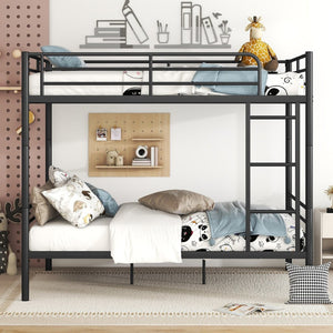 English Elm Full Over Metal Bunk Bed Convertible Iron Frame for Kids and Guest Rooms Black MF310408AAB