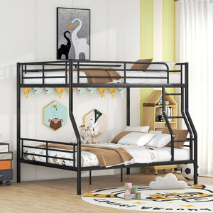 English Elm Full Xl Over Queen Iron Bunk Bed Convertible Metal Frame for Shared Kids Rooms Black LT000248AAB