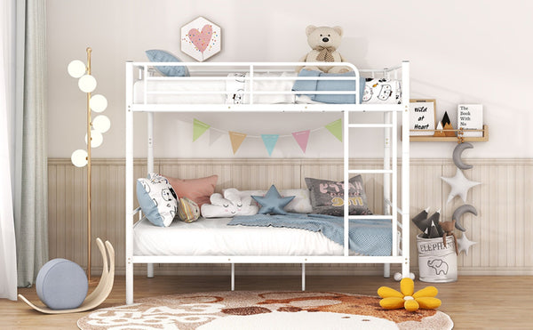 English Elm Full Over Metal Bunk Bed Convertible Iron Frame for Kids and Guest Rooms White MF310408AAK