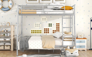 English Elm Full Xl Over Queen Iron Bunk Bed Convertible Metal Frame for Shared Kids Rooms Silver LT000248AAN