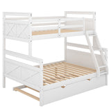 Hearth and Haven Yearning Full over Twin Bunk Bed with Ladder and Trundle, White GX000208AAK