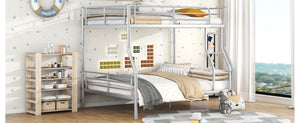 English Elm Full Xl Over Queen Iron Bunk Bed Convertible Metal Frame for Shared Kids Rooms Silver LT000248AAN
