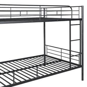 English Elm Full Over Metal Bunk Bed Convertible Iron Frame for Kids and Guest Rooms Black MF310408AAB