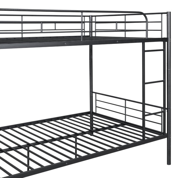 English Elm Full Over Metal Bunk Bed Convertible Iron Frame for Kids and Guest Rooms Black MF310408AAB