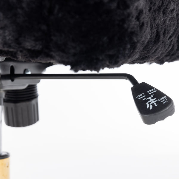 English Elm A&A Plush Rabbit Hair Office Chair with Golden Metal Base, Oversized Seat, Reclining Swivel Comfort Black W1143125531