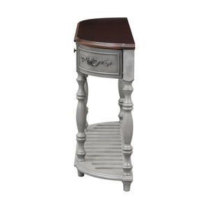 English Elm U_style Curved Console Table with Roman Legs Four Drawers Open Shelf Entryway Accent Antique Grey N711P186862E