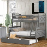 Hearth and Haven Yearning Full over Twin Bunk Bed with Ladder and Trundle, Grey GX000208AAE