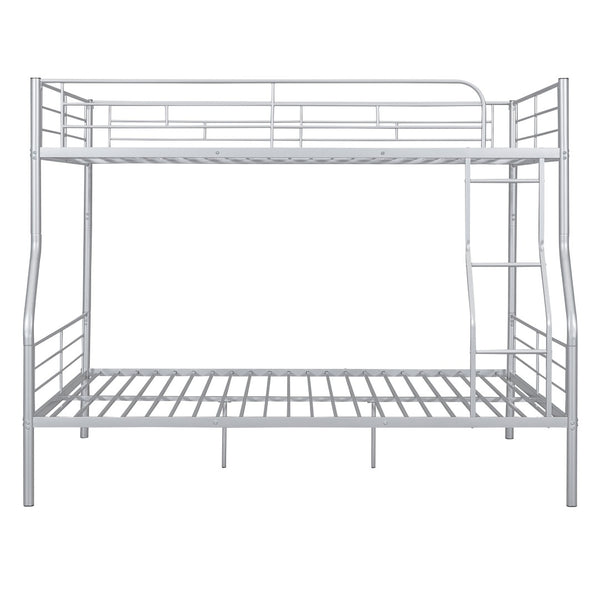 English Elm Full Xl Over Queen Iron Bunk Bed Convertible Metal Frame for Shared Kids Rooms Silver LT000248AAN