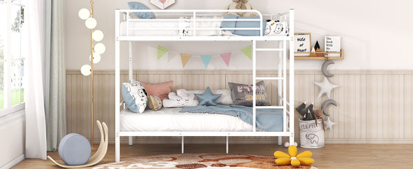 English Elm Full Over Metal Bunk Bed Convertible Iron Frame for Kids and Guest Rooms White MF310408AAK