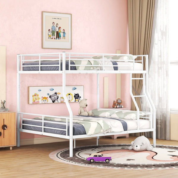 English Elm Full Xl Over Queen Iron Bunk Bed Convertible Metal Frame for Shared Kids Rooms LT000248AAK