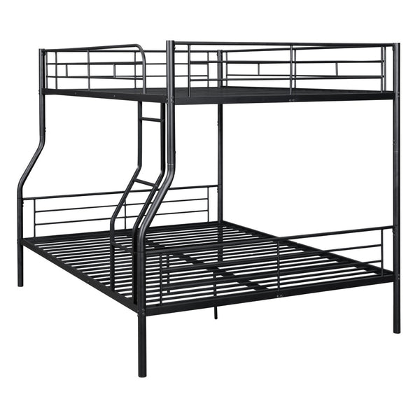 English Elm Full Xl Over Queen Iron Bunk Bed Convertible Metal Frame for Shared Kids Rooms Black LT000248AAB