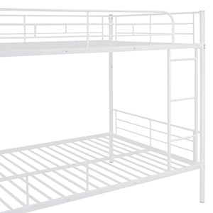 English Elm Full Over Metal Bunk Bed Convertible Iron Frame for Kids and Guest Rooms White MF310408AAK