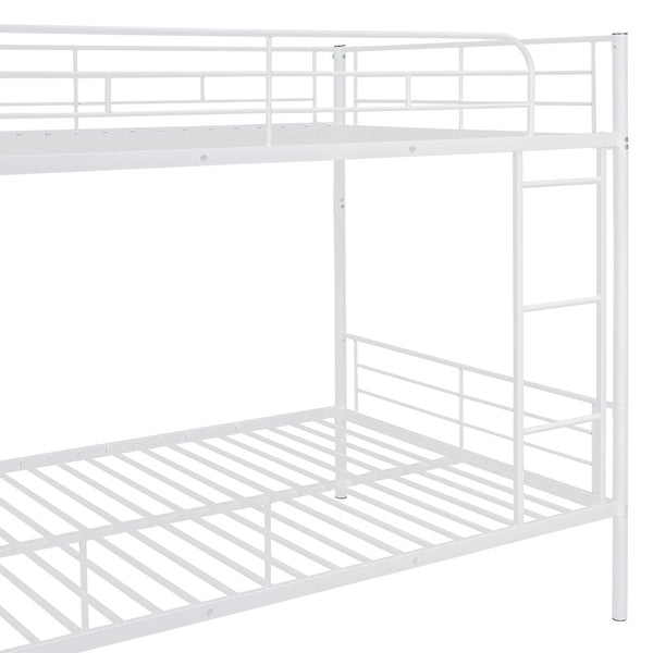 English Elm Full Over Metal Bunk Bed Convertible Iron Frame for Kids and Guest Rooms White MF310408AAK