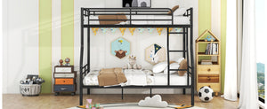English Elm Full Xl Over Queen Iron Bunk Bed Convertible Metal Frame for Shared Kids Rooms Black LT000248AAB