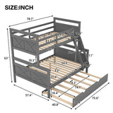 Hearth and Haven Yearning Full over Twin Bunk Bed with Ladder and Trundle, Grey GX000208AAE