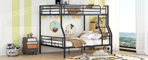 English Elm Full Xl Over Queen Iron Bunk Bed Convertible Metal Frame for Shared Kids Rooms Black LT000248AAB