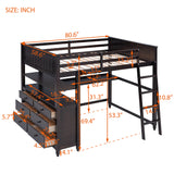 Hearth and Haven Young Full Size Loft Bed with Desk, Cabinet and Shelves, Espresso LT011529AAP