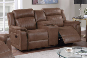 English Elm Contemporary Manual Reclining Loveseat With Console, Cup Holders & Storage - Dark Coffee Leatherette B011133392