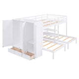 Hearth and Haven Georgia Full over Twin and Twin Bunk Bed with Mirror Wardrobe and Shelves, White LT000523AAK