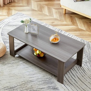 English Elm A Modern and Practical Gray Textured Coffee Table,Tea Table.Double Layered Coffee Table Made Of Mdf Material,. Suitable For Living Room,Bedroom and Study Room. 43.3"*21.6"*16.5" Ct-16