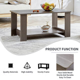 English Elm Modern Minimalist Gray Wood Grain Double Layered Rectangular Coffee Table,Tea Table.Mdf Material Is More Durable,Suitable For Living Room, Bedroom, and Study Room.19.6"*35.4"*16.5" Ct-16