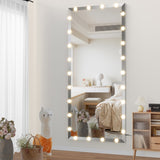 Hollywood Full Length Mirror with Lights Oversized Full Body Vanity Mirror with 3 Color Modes Lighted Large Standing Floor Mirror For Dressing Room Bedroom Hotel Touch Control, Silver, 72X32 Inch