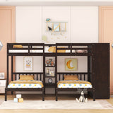 Hearth and Haven Full-Over-Twin-Twin Bunk Bed with Shelves, Wardrobe and Mirror LT000523AAP