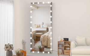 English Elm Hollywood Oversized 72x32 LED Full Length Mirror with Touch Control, 3 Color & Brightness Modes, Silver W708P379305