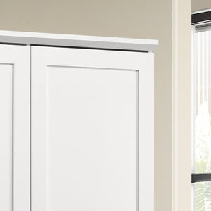 English Elm Lincoln Tall White Storage Cabinet with Swing Out Door and Adjustable Interior Shelves B061133843