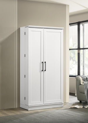 English Elm Lincoln Tall White Storage Cabinet with Swing Out Door and Adjustable Interior Shelves B061133843